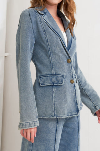 TAILORED FRAME FRENCH TERRY BLAZER - By Baano