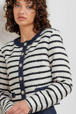 BONJOUR STRIPE WOVEN CROP JACKET - By Baano
