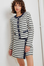 BONJOUR STRIPE WOVEN CROP JACKET - By Baano