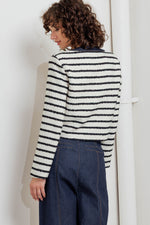 BONJOUR STRIPE WOVEN CROP JACKET - By Baano