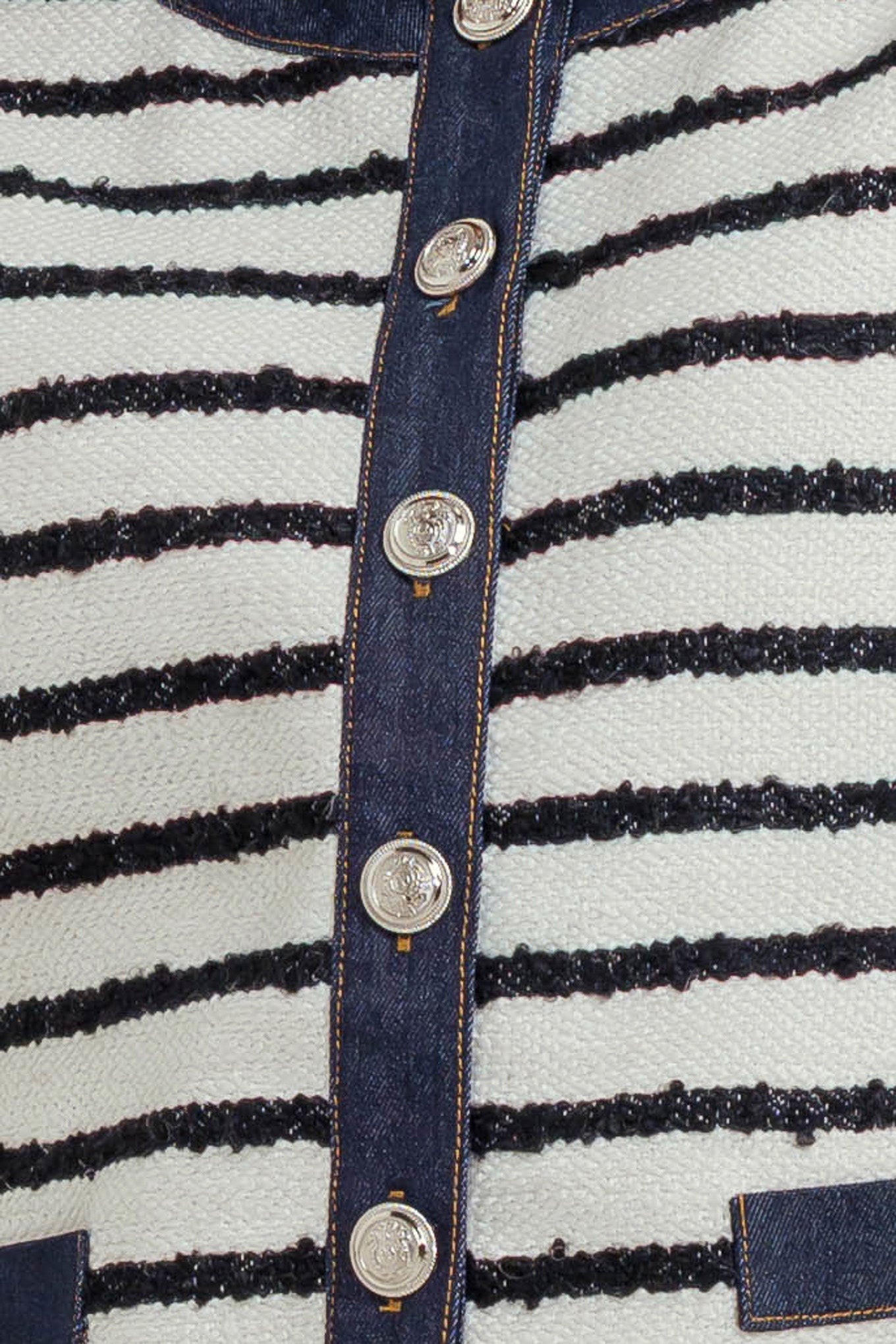 BONJOUR STRIPE WOVEN CROP JACKET - By Baano