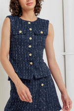 PARISIAN TWEED NAVY WOVEN TWEED VEST - By Baano