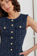 PARISIAN TWEED NAVY WOVEN TWEED VEST - By Baano