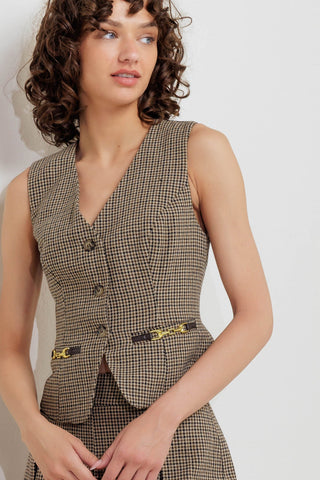 CHECK ATTITUDE WOVEN WOOLEN VEST - By Baano