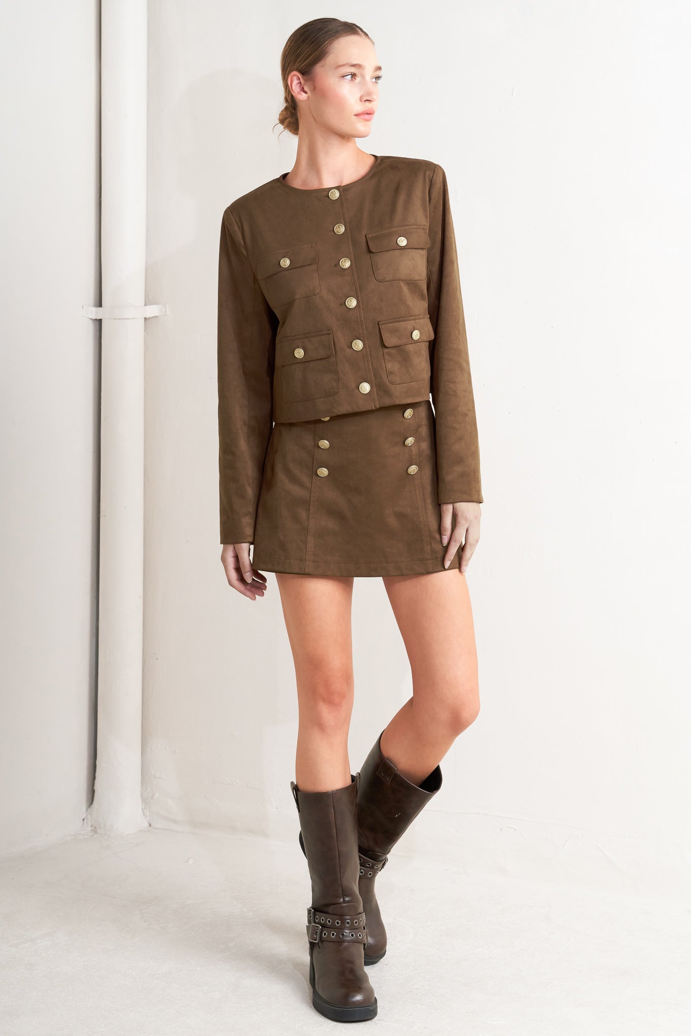 HERITAGE UTILITY FAUX SUEDE JACKET - By Baano