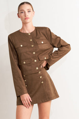 HERITAGE UTILITY FAUX SUEDE JACKET - By Baano