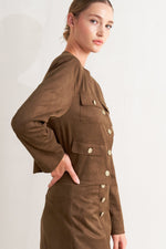 HERITAGE UTILITY FAUX SUEDE JACKET - By Baano