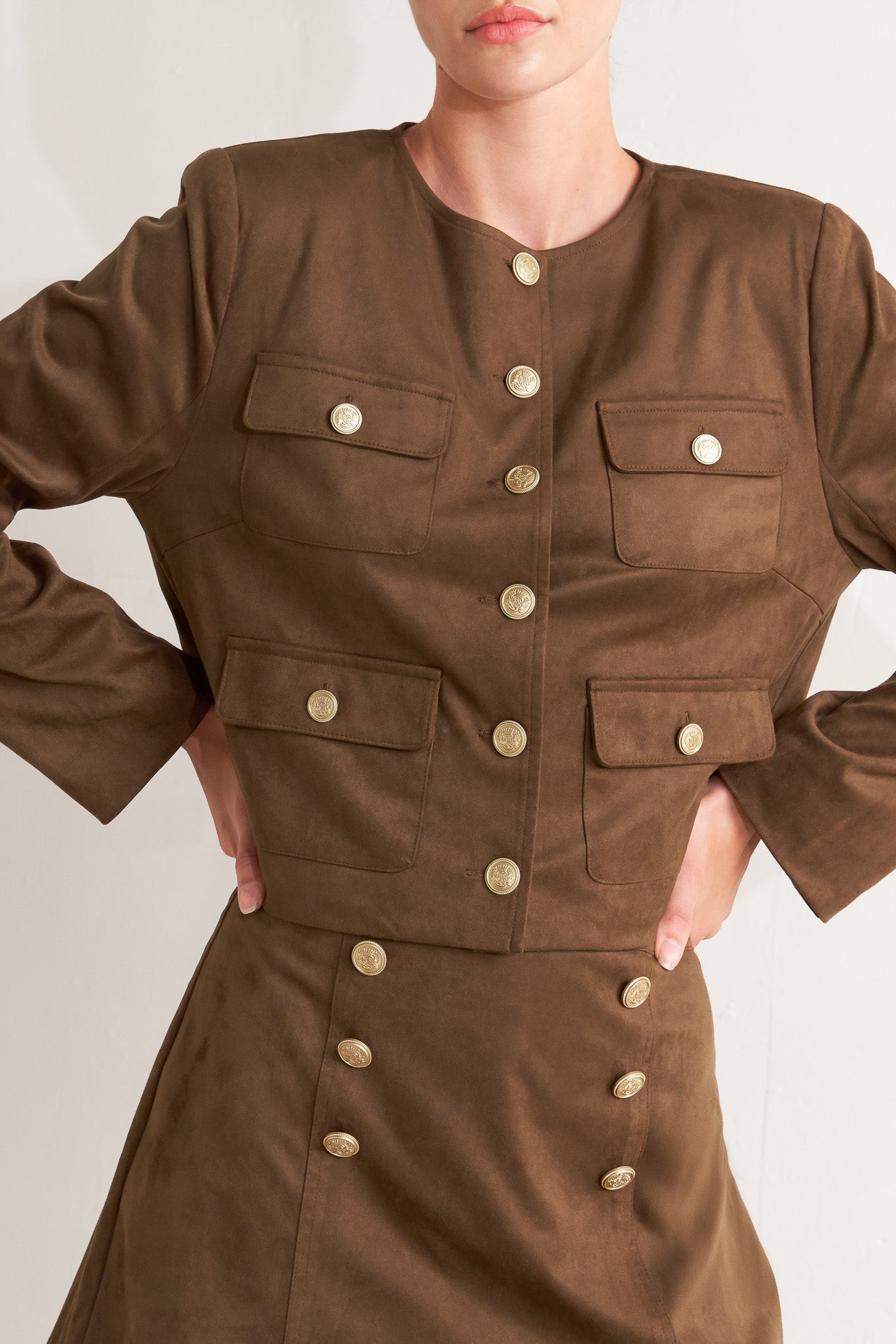 HERITAGE UTILITY FAUX SUEDE JACKET - By Baano