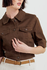 EFFORTLESS EDGE BROWN TWILL JACKET - By Baano
