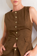 BROWN SUGAR FAUX SUEDE VEST