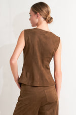 BROWN SUGAR FAUX SUEDE VEST