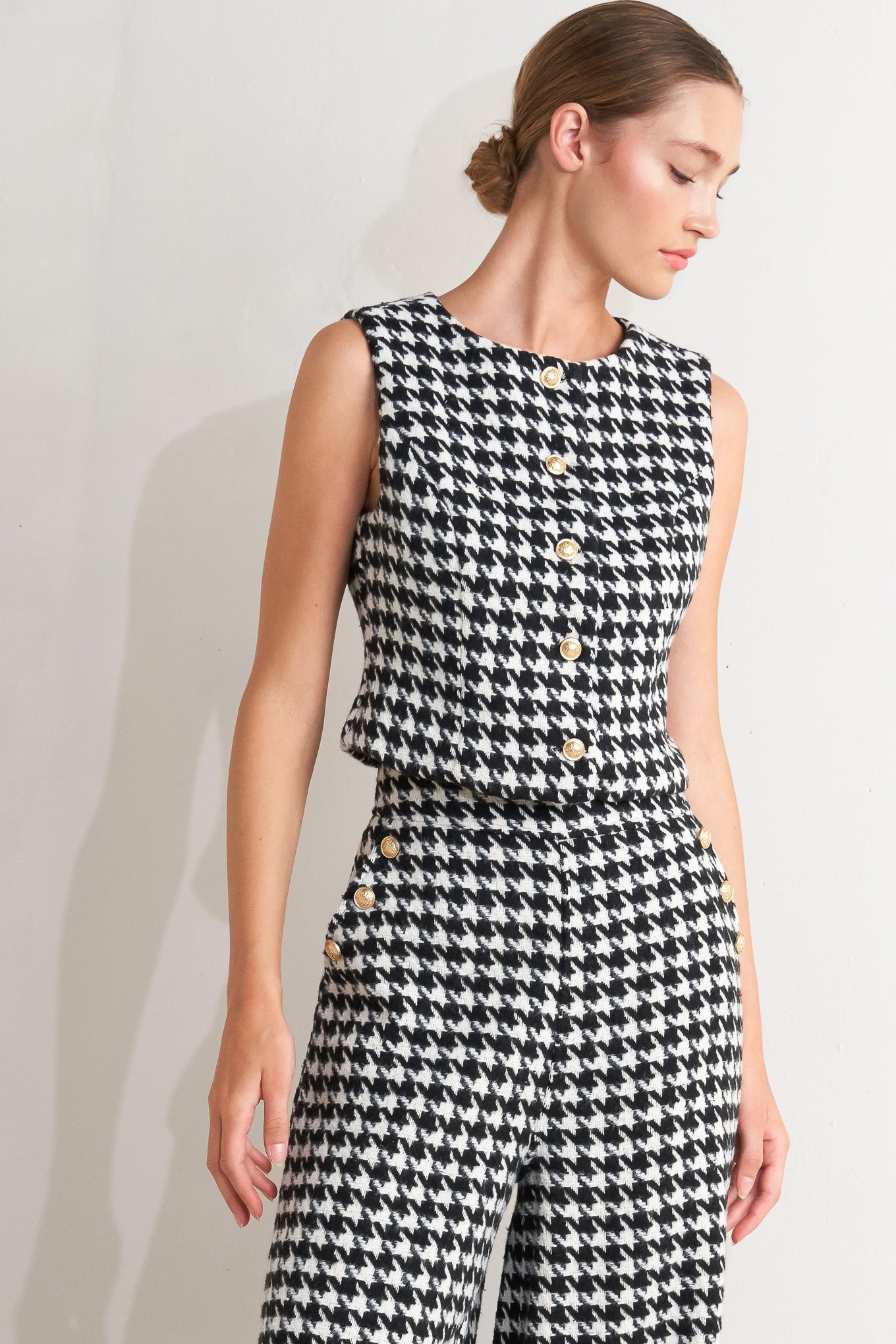 METRO ICON WOVEN HOUNDSTOOTH VEST - By Baano