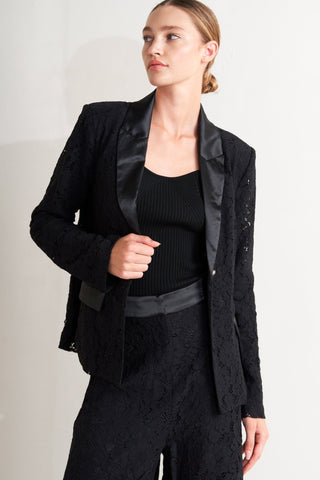 SHADOW GLAM WOVEN LACE BLAZER Flying Tomato
