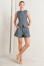 CONFIDENTLY COOL TAILORED WOVEN VEST