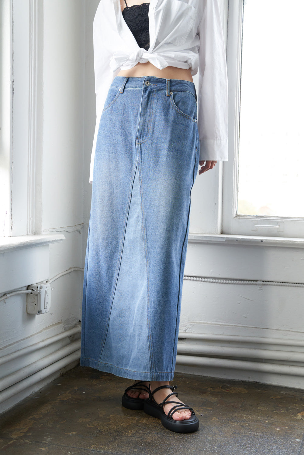 A LEAP OF FAITH MIDI DENIM SKIRT - By Baano
