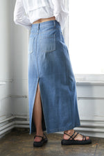 A LEAP OF FAITH MIDI DENIM SKIRT - By Baano