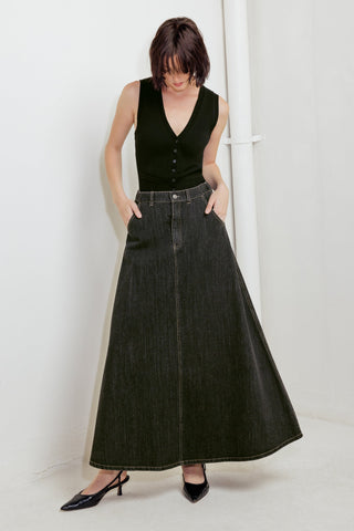 TRADING SECRETS DENIM SKIRT - By Baano