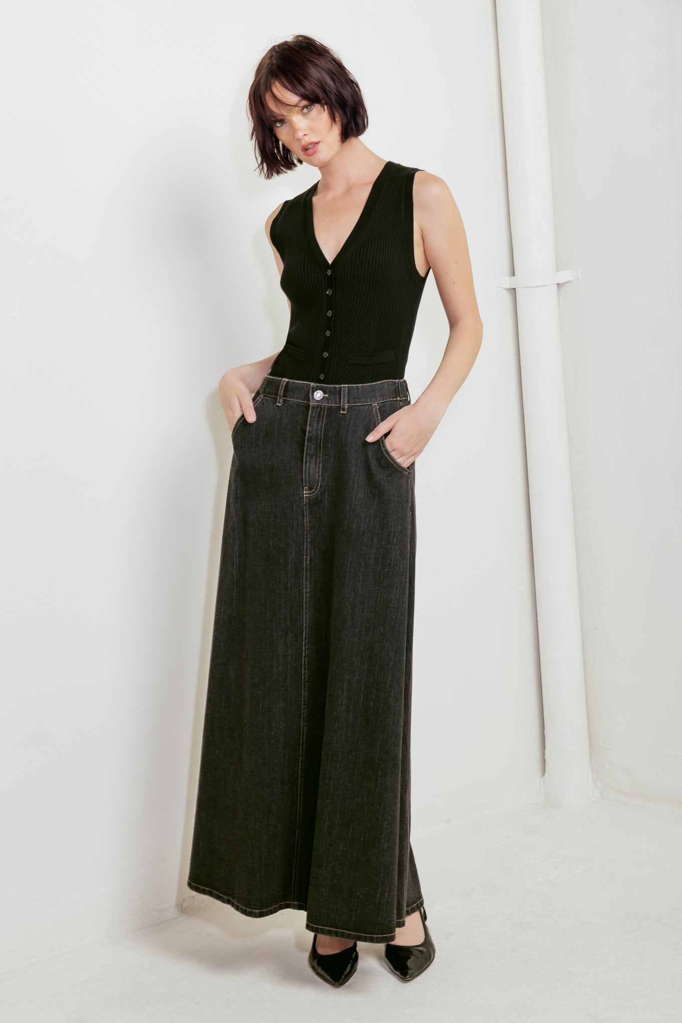 TRADING SECRETS DENIM SKIRT - By Baano