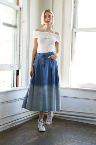 STATE OF MIND DENIM MIDI SKIRT - By Baano