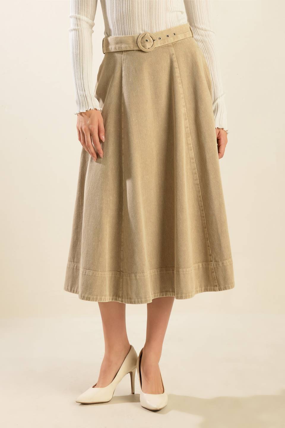 YOU KNOW IT TWILL MIDI SKIRT - By Baano