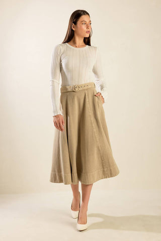 YOU KNOW IT TWILL MIDI SKIRT - By Baano