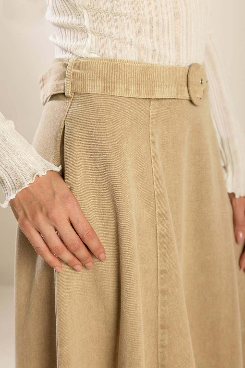 YOU KNOW IT TWILL MIDI SKIRT - By Baano