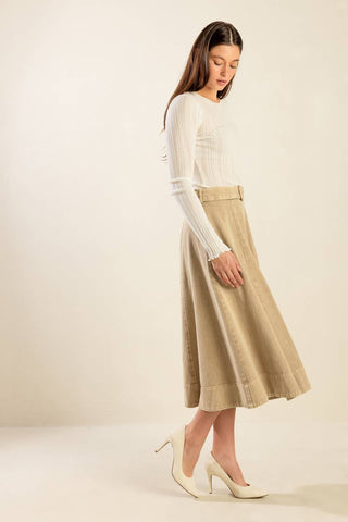 YOU KNOW IT TWILL MIDI SKIRT - By Baano