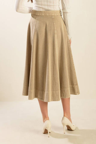 YOU KNOW IT TWILL MIDI SKIRT - By Baano