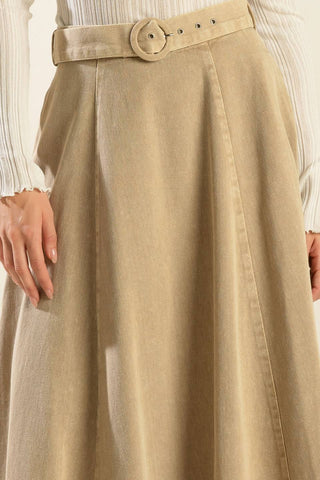 YOU KNOW IT TWILL MIDI SKIRT - By Baano