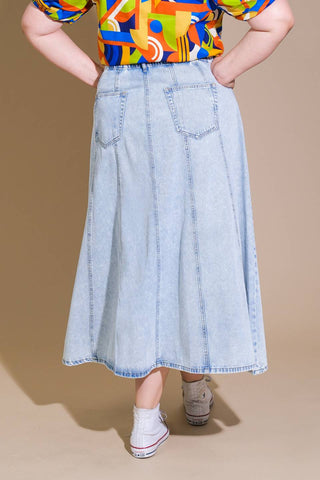 URBAN COWGIRL DENIM MIDI SKIRT - By Baano