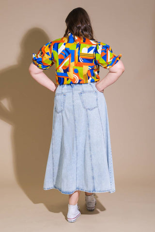 URBAN COWGIRL DENIM MIDI SKIRT - By Baano