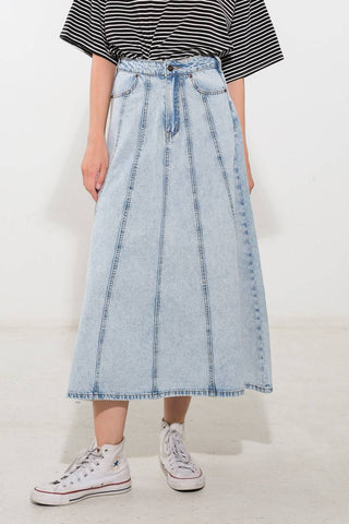URBAN COWGIRL DENIM MIDI SKIRT - By Baano