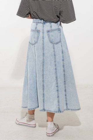 URBAN COWGIRL DENIM MIDI SKIRT - By Baano