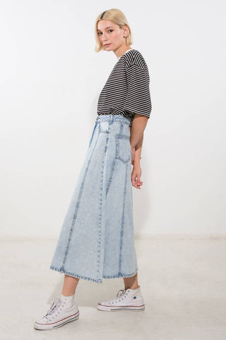 URBAN COWGIRL DENIM MIDI SKIRT - By Baano