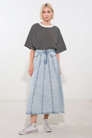 URBAN COWGIRL DENIM MIDI SKIRT - By Baano