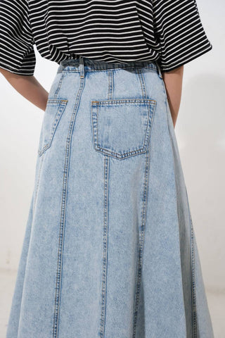 URBAN COWGIRL DENIM MIDI SKIRT - By Baano