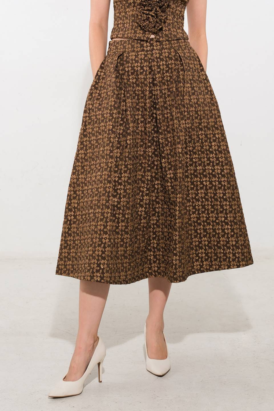 UPGRADED EVENT WOVEN MIDI SKIRT - By Baano