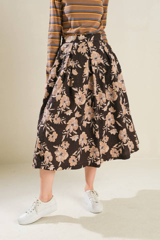 POSH PRESENCE WOVEN MIDI SKIRT - By Baano