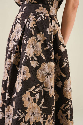 POSH PRESENCE WOVEN MIDI SKIRT - By Baano