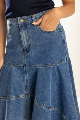 UNDER THE HISBISCUS DENIM SKIRT - By Baano