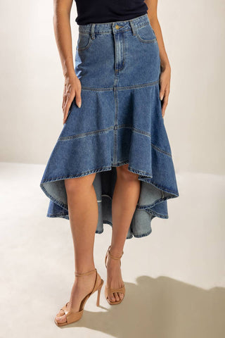UNDER THE HISBISCUS DENIM SKIRT - By Baano