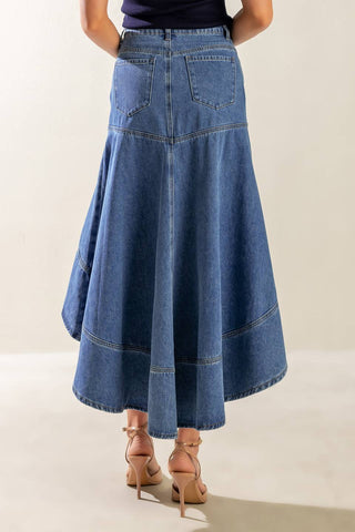 UNDER THE HISBISCUS DENIM SKIRT - By Baano