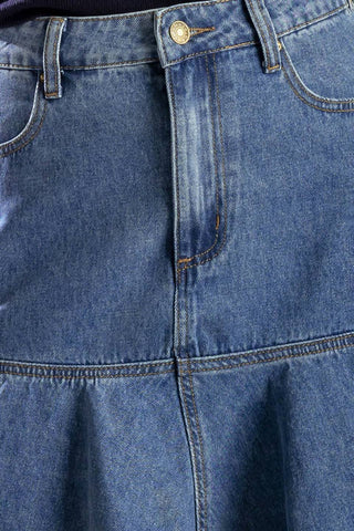 UNDER THE HISBISCUS DENIM SKIRT - By Baano