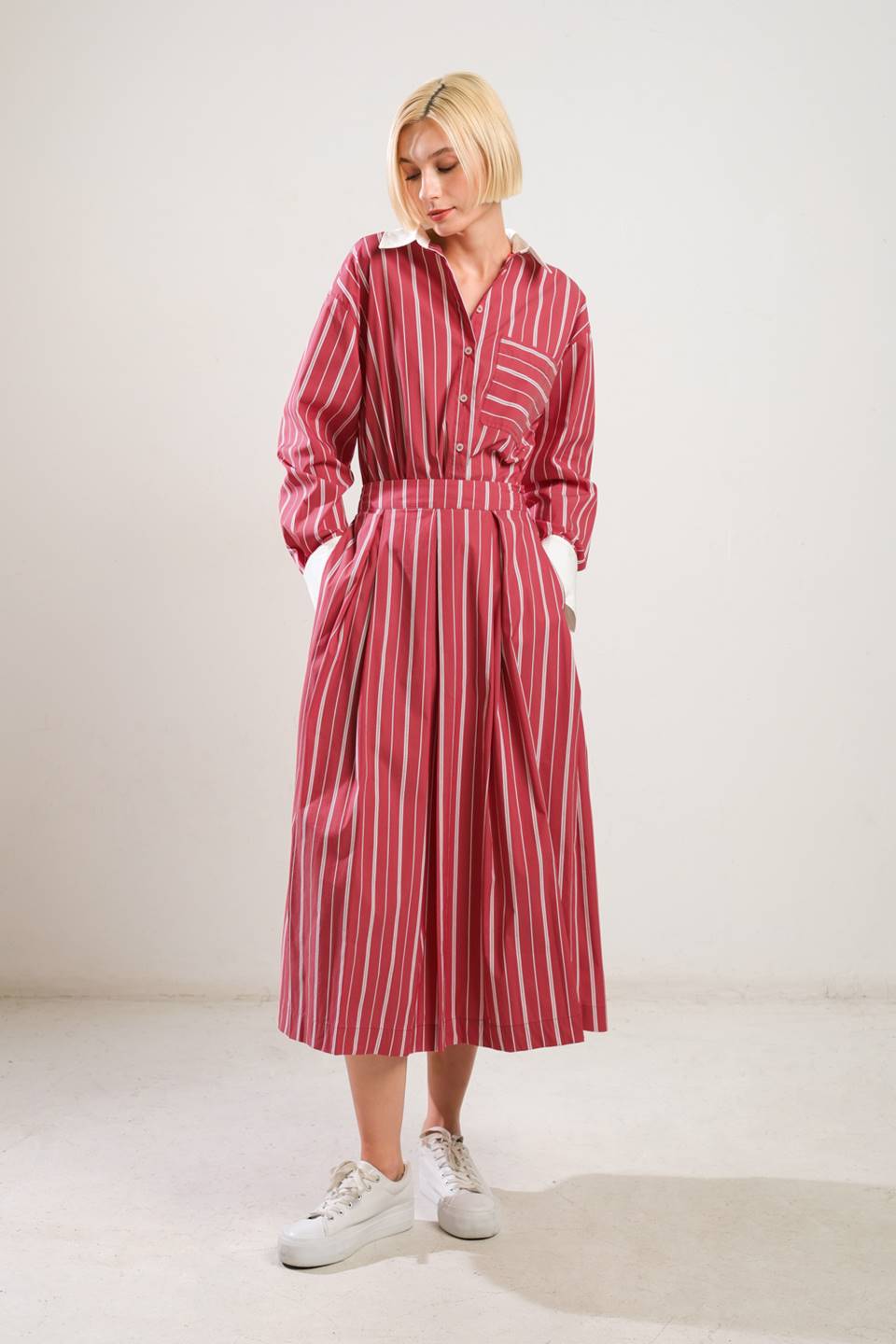 BEHIND THE GRIN WOVEN MIDI SKIRT - By Baano