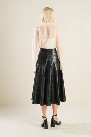 MY HEART TO YOU LEATHER MIDI SKIRT Flying Tomato