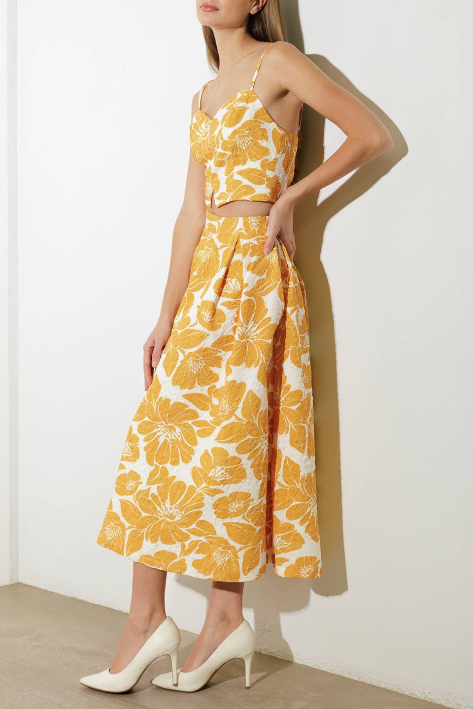 PLAIN OPTIMISM WOVEN MIDI SKIRT - By Baano