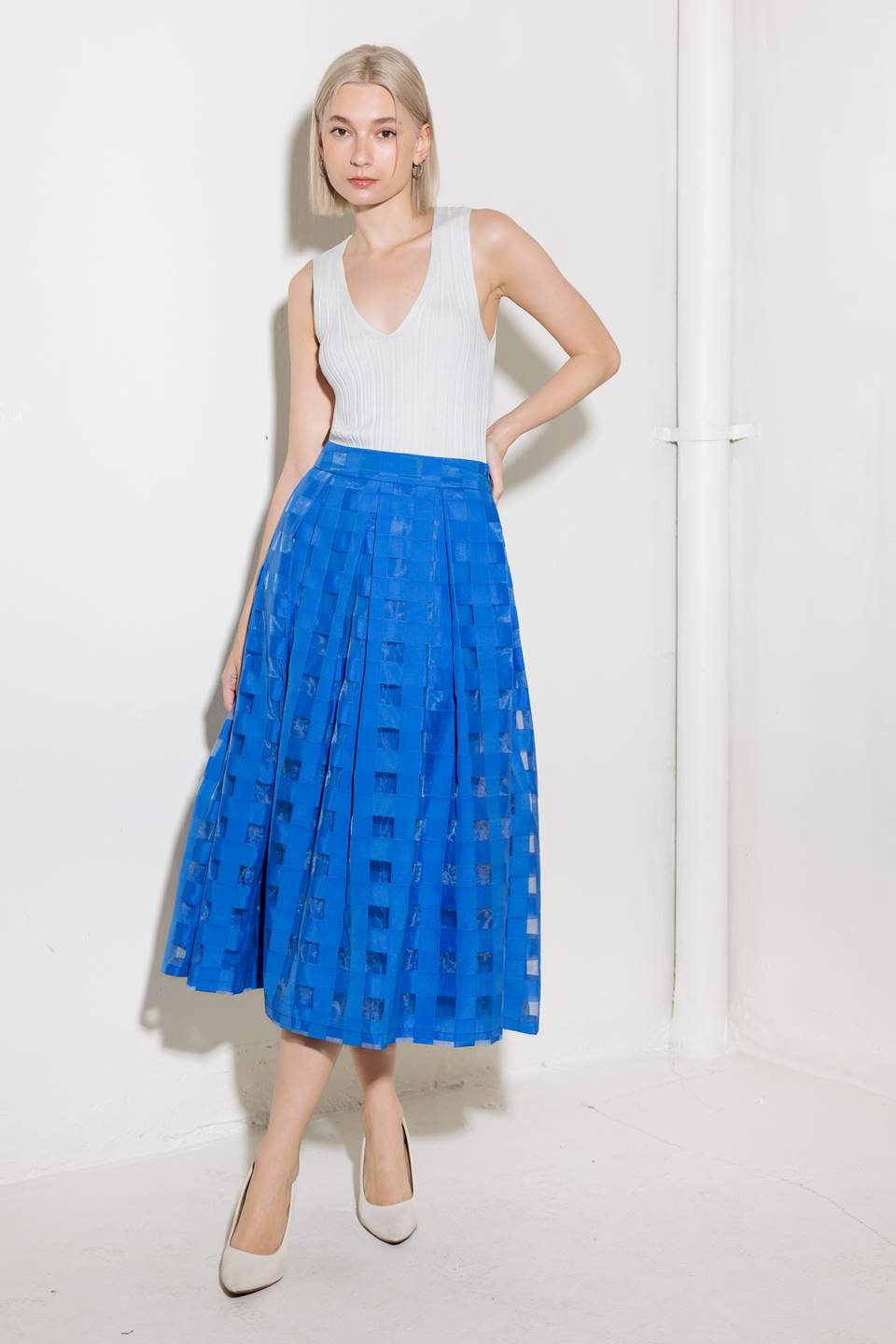 LIVE FOR US BLUE ORGANZA MIDI SKIRT - By Baano
