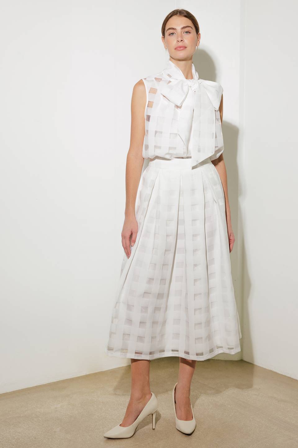 LIVE FOR US WHITE ORGANZA MIDI SKIRT - By Baano