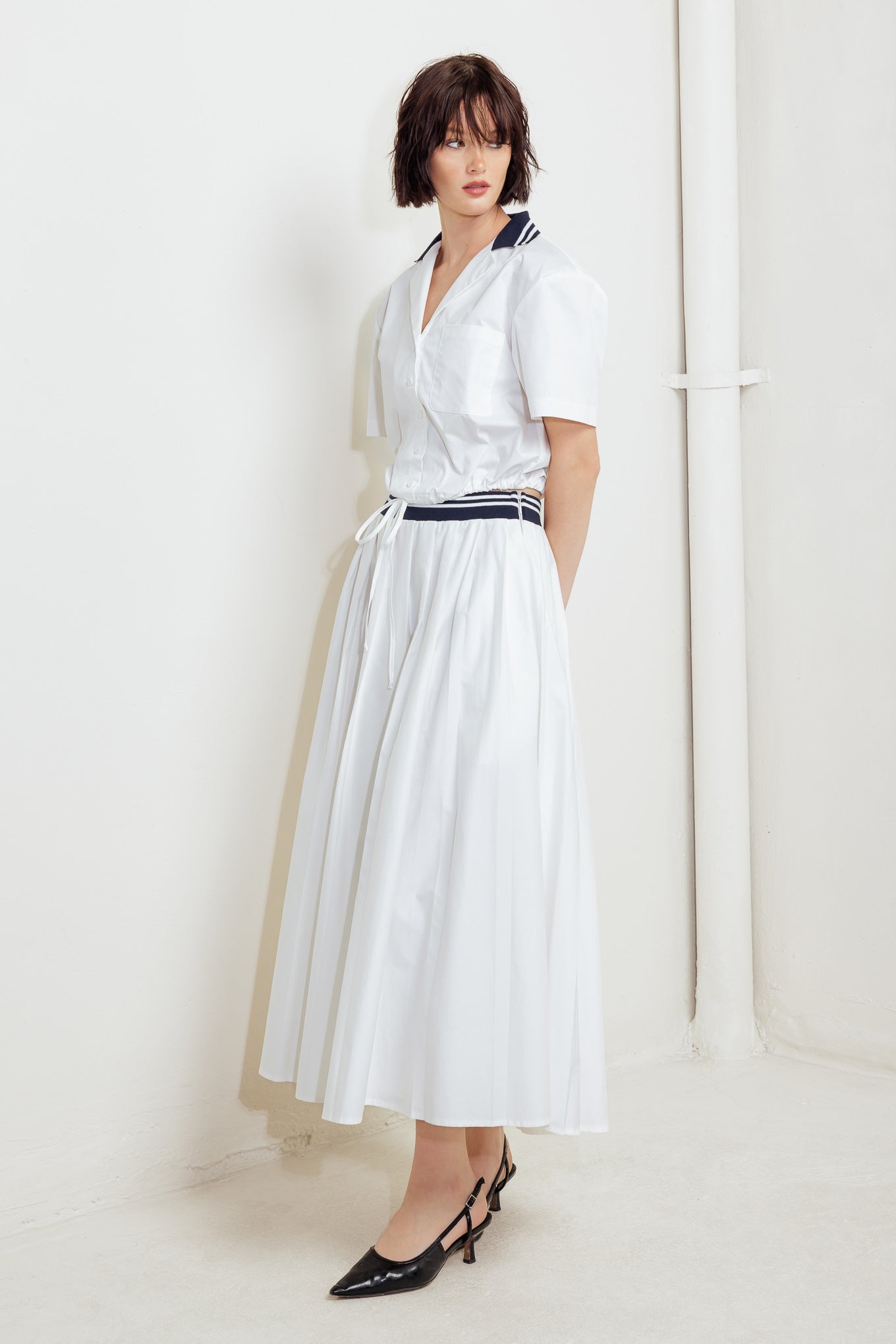 COASTAL COLLAR WOVEN MIDI SKIRT - By Baano