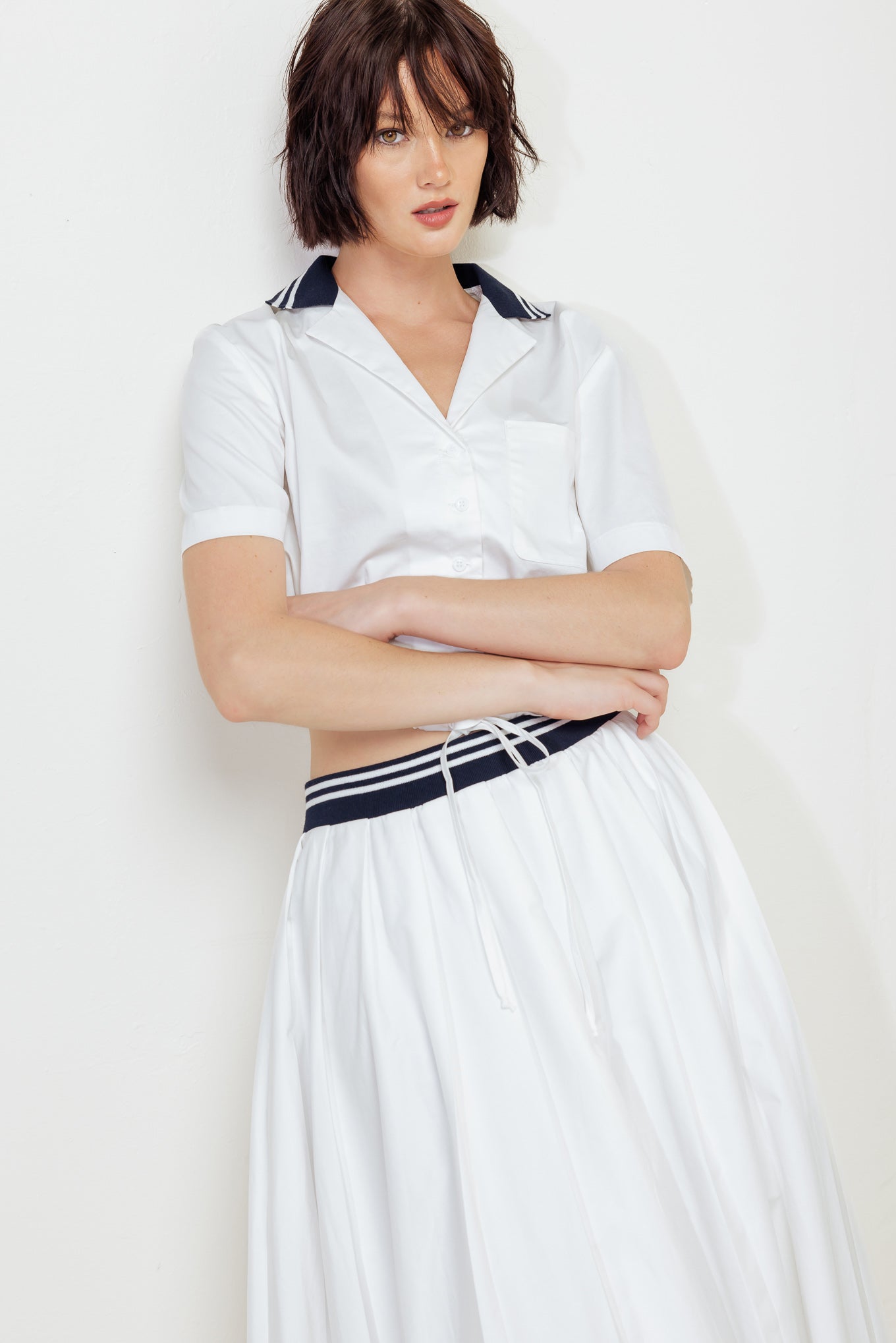 COASTAL COLLAR WOVEN MIDI SKIRT - By Baano